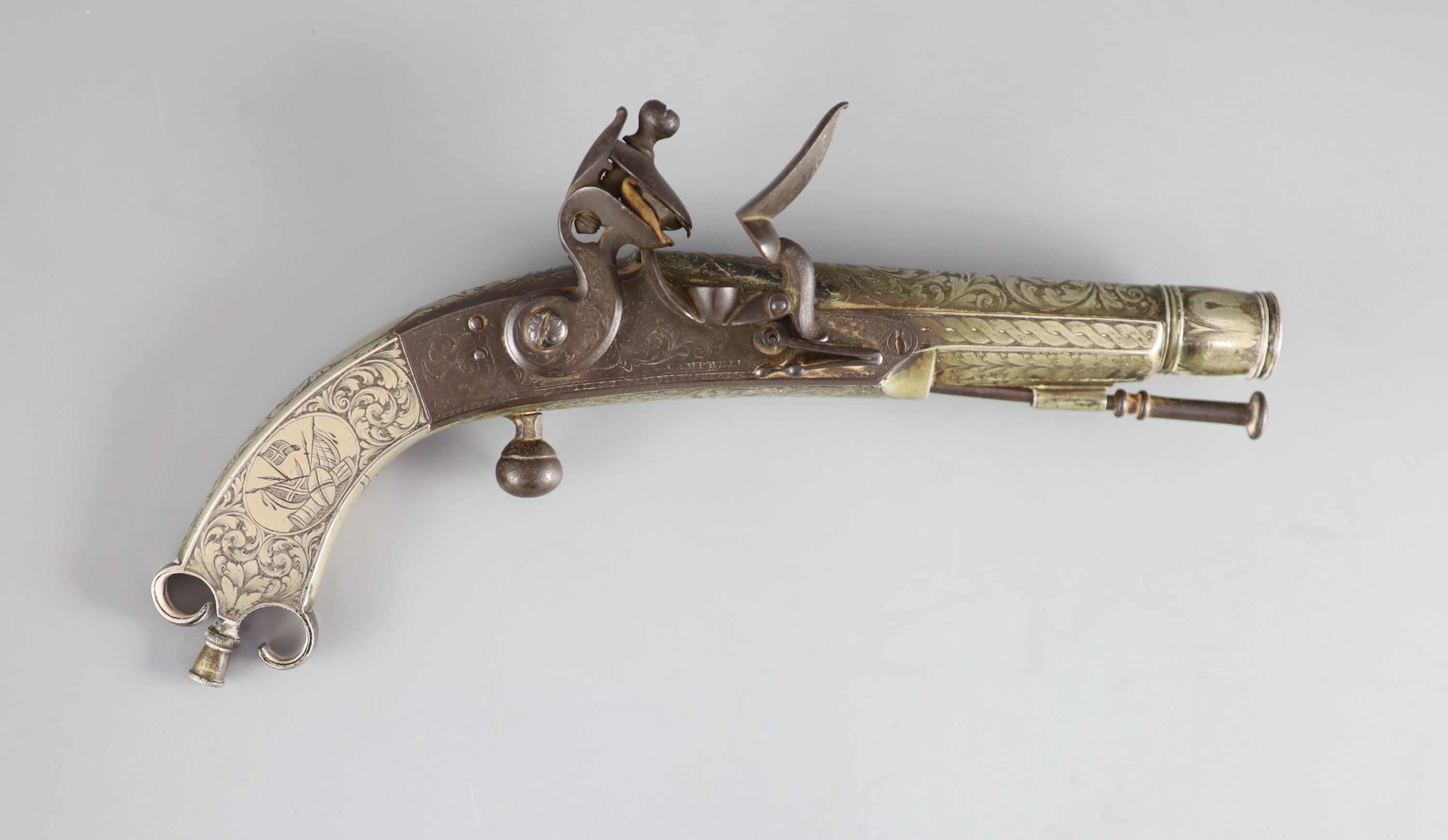 A good Scottish all-metal flintlock belt pistol c.1830, 24cm long